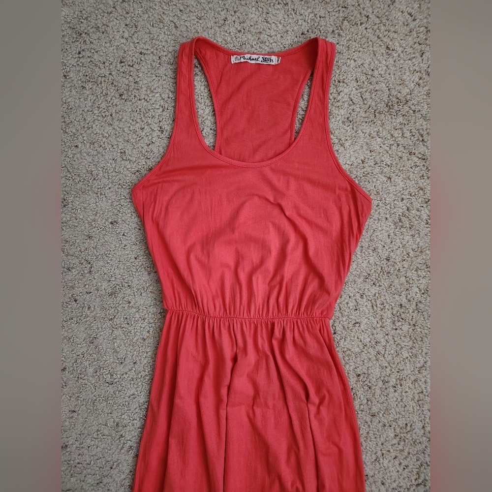 Michael Stars OS One Size Racerback Tank Maxi Dress Coral Pink - Picture 7 of 12